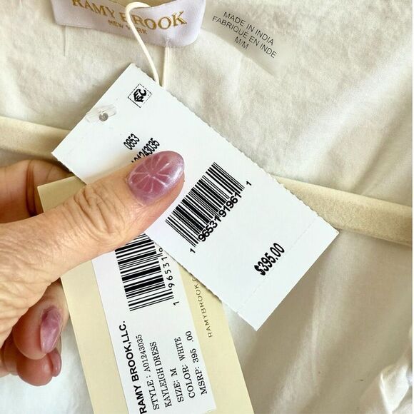 NWT Ramy Brook “Kayleigh” long sleeve white cotton mini dress Size M - Picture 12 of 13